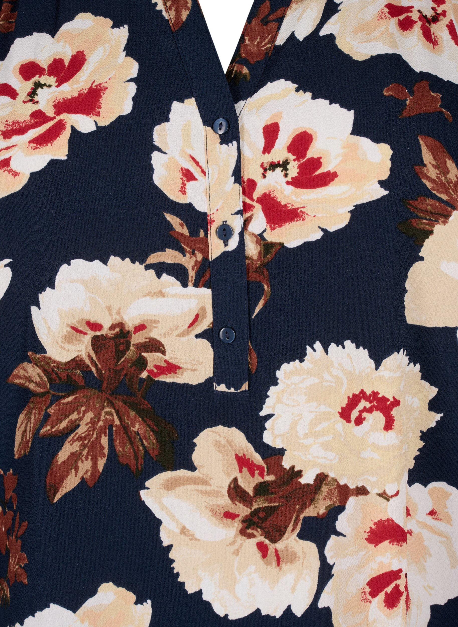 Zizzi Bluse med korte &aelig;rmer og v-udsk&aelig;ring , Bl&aring;, Packshot image number 2