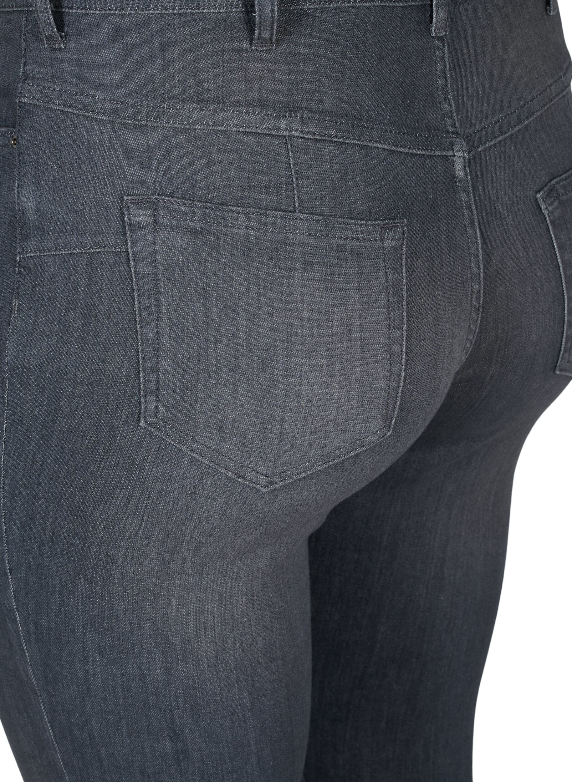 Zizzi Amy jeans med h&oslash;j talje og push up, Grey Denim, Packshot image number 3