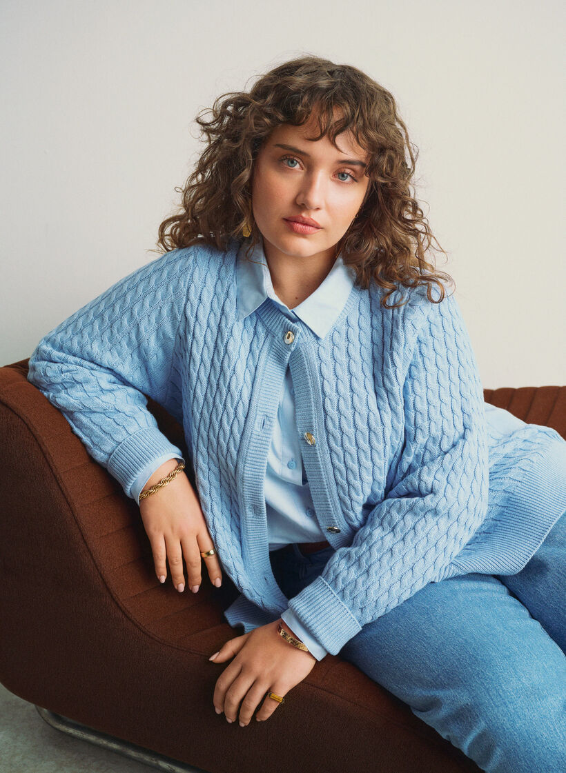 Lang&aelig;rmet skjorte i bomuld, Bl&aring;, Image image number 0