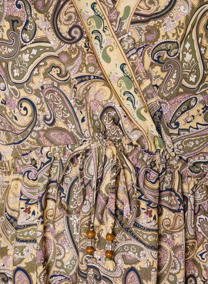 Tunika i viskose med paisleyprint og bindeb&aring;nd, Gul, Packshot image number 2