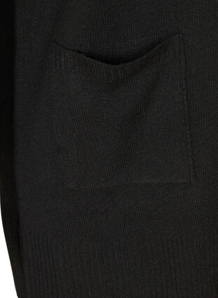Lang strikket cardigan med lommer, Black, Packshot image number 3