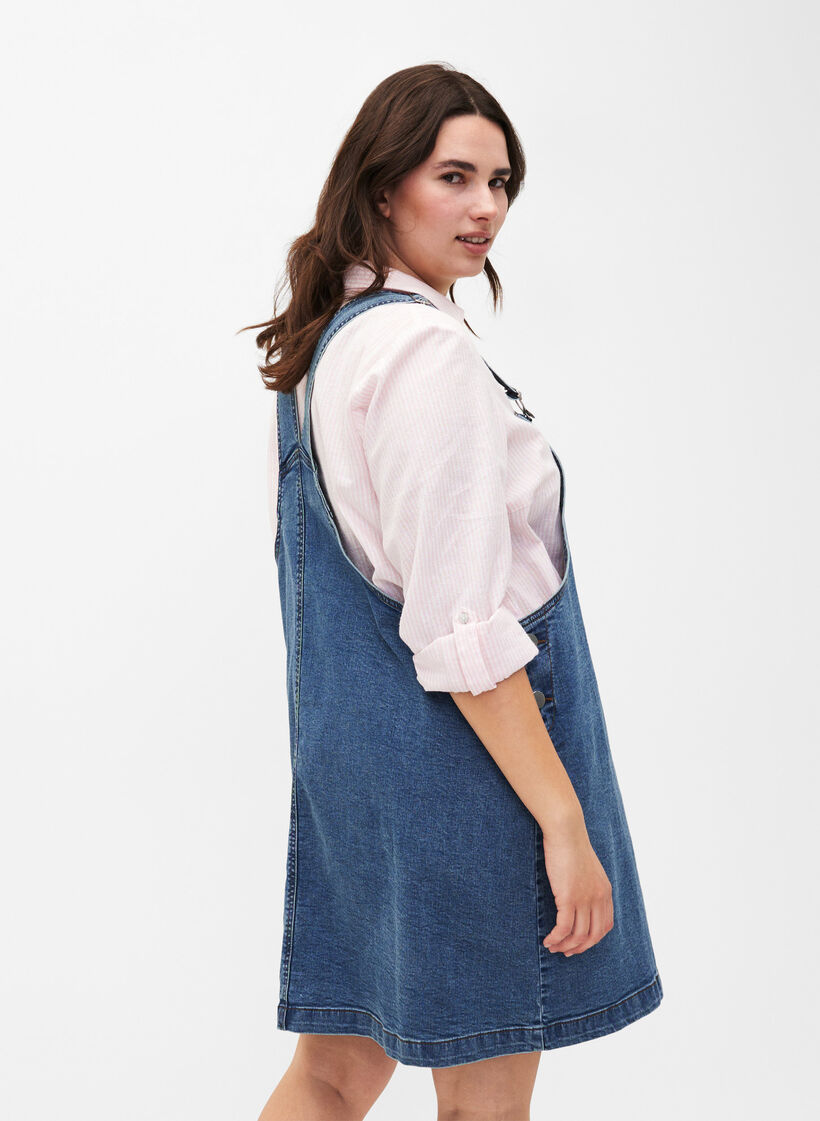 Skjortebluse med knaplukning i bomuldsmix med hør, Rosebloom White, Model image number 1