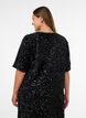 Pailletbluse med albuelange &aelig;rmer, Sort, Model image number 2