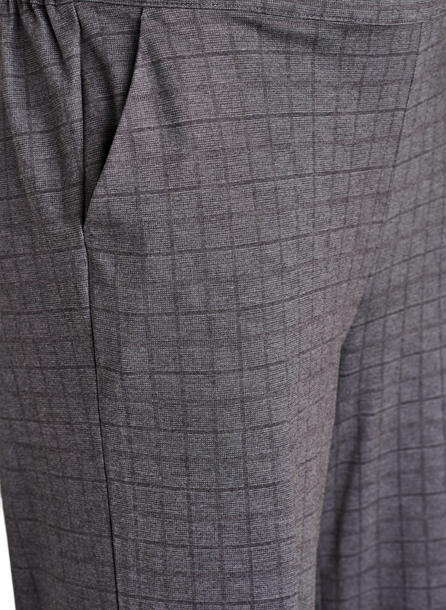 Zizzi Bukser med ternet m&oslash;nster og brede ben, Gr&aring;, Packshot image number 2