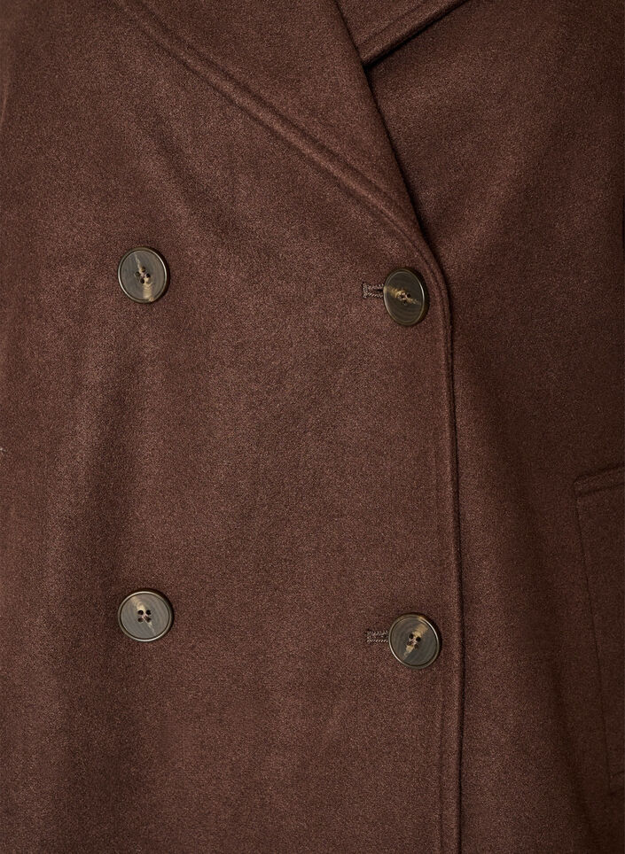 Kort frakke med dobbeltradet knaplukning, Brun, Packshot image number 2
