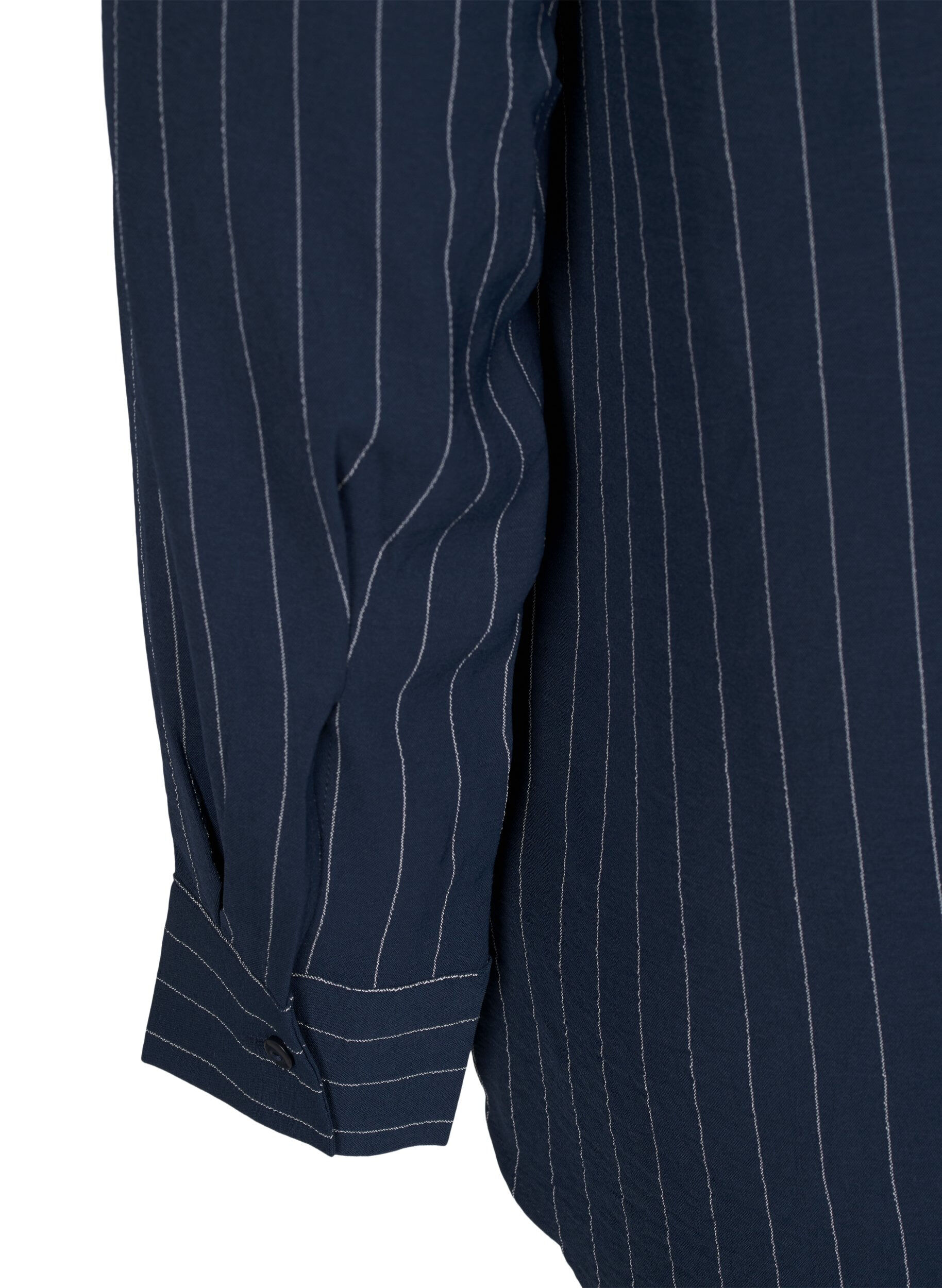 Zizzi N&aring;lestribet skjortebluse, Bl&aring;, Packshot image number 3