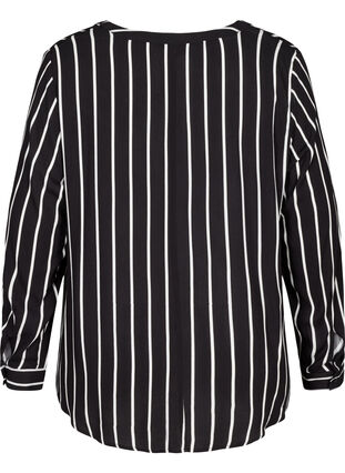 Stribet bluse i viskose, Black White stripe, Packshot image number 1