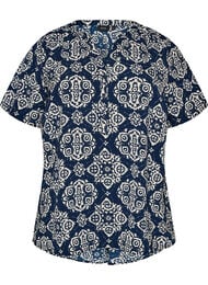 Bluse med korte &aelig;rmer og v-udsk&aelig;ring , Bl&aring;