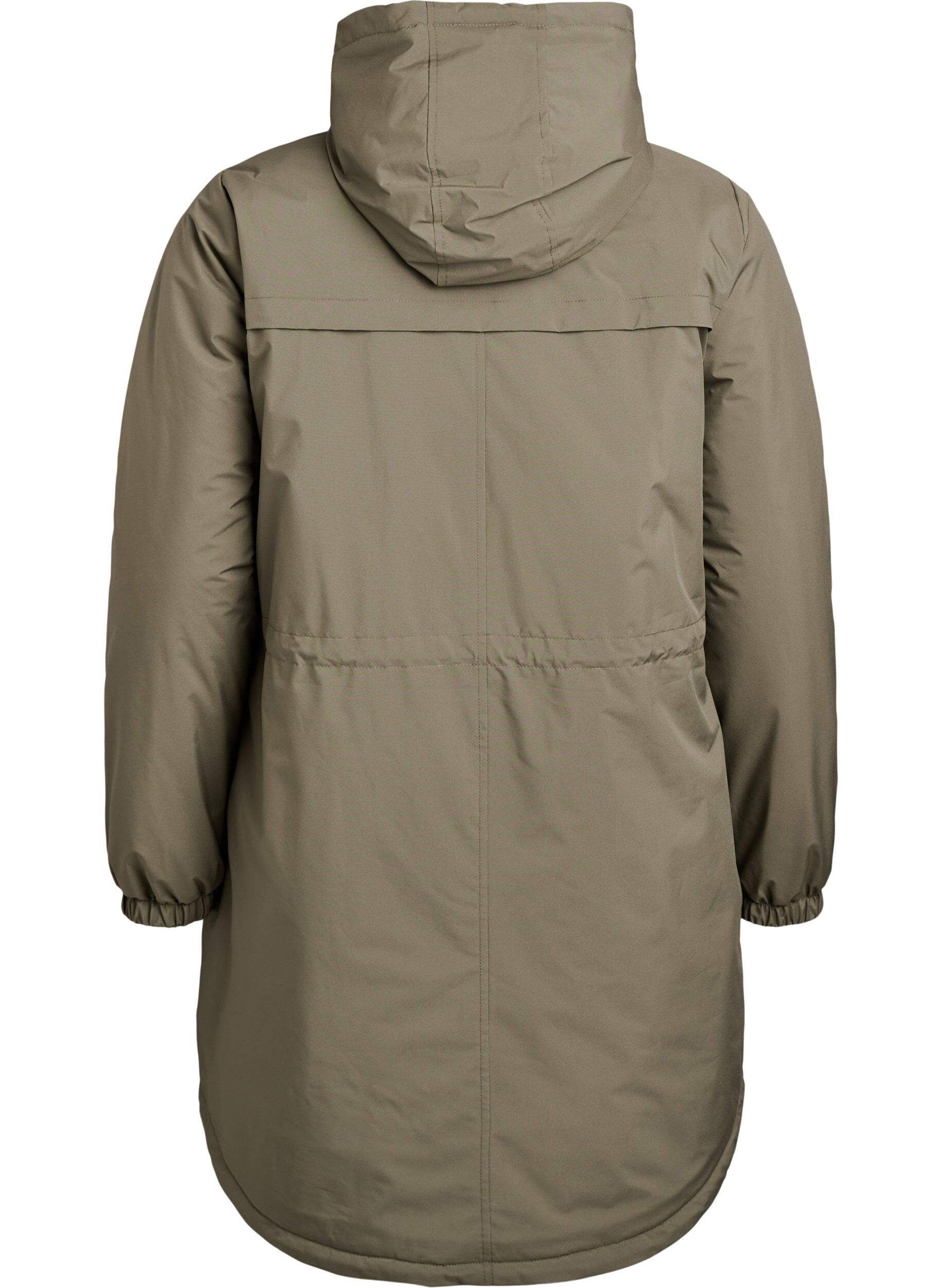 ZizziLet vatteret parka med h&aelig;tte , Gr&oslash;n, Packshot image number 1