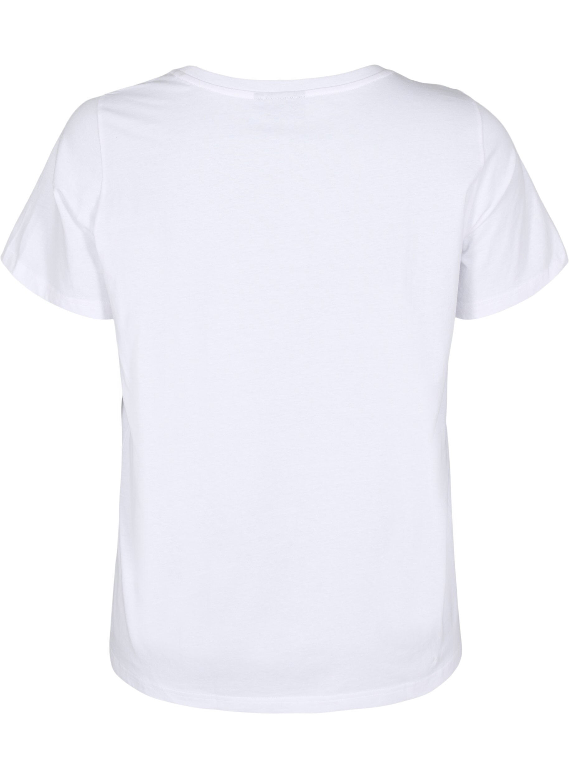 Zizzi Bomulds t-shirt med motiv, Bright W. w. Heart, Packshot image number 1