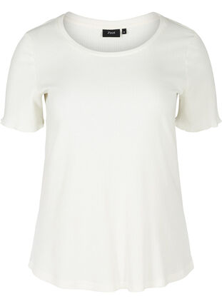 Kortærmet t-shirt i ribkvalitet, Egret, Packshot image number 0