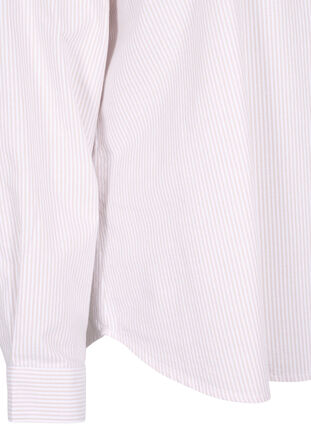 Langærmet skjorte i bomuld, White Taupe Stripe, Packshot image number 3