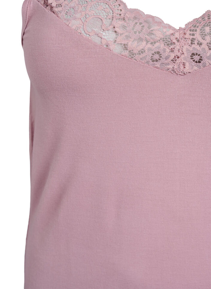 Viskose top med blondekant, Lyser&oslash;d, Packshot image number 2