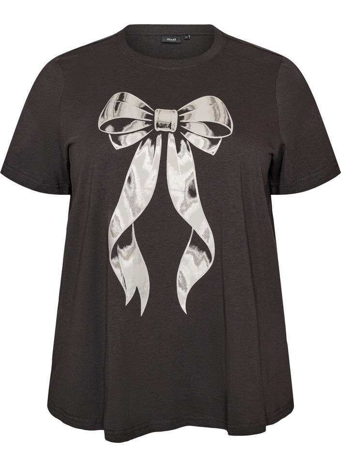 T-shirt i bomuld med frontmotiv, Gr&aring;, Packshot image number 0