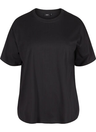 Kortærmet t-shirt i bomuld, Black, Packshot image number 0