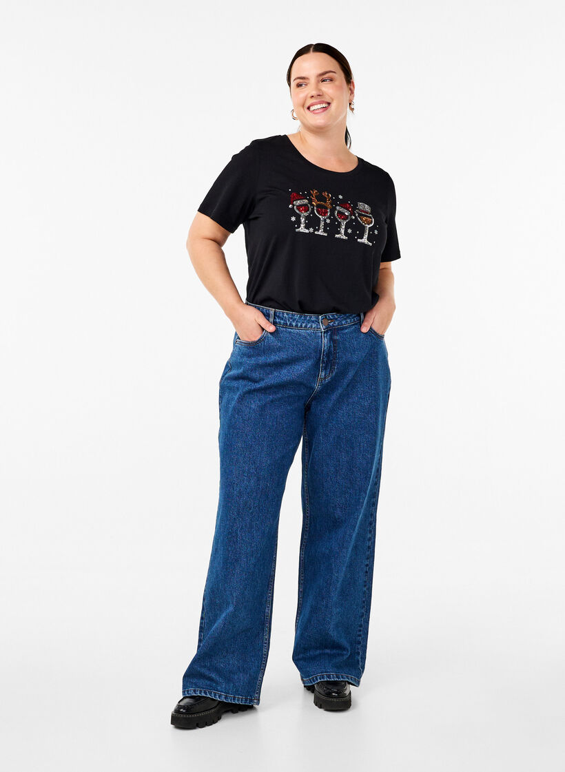 Jule t-shirts i 100% bomuld, Black w. Drinks, Model image number 2