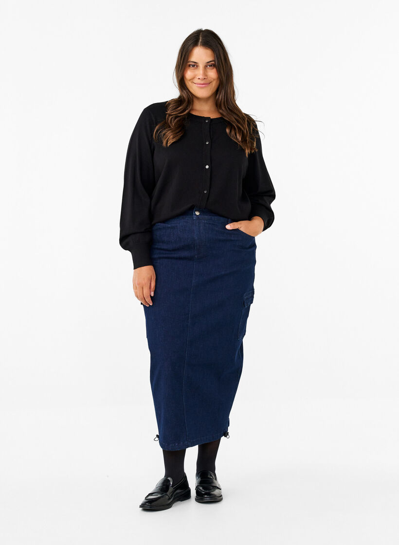 Maxi denim nederdel, Dark Blue Denim, Model image number 0