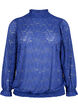 Langærmet blondebluse med smock, Deep Ultramarine, Packshot image number 0