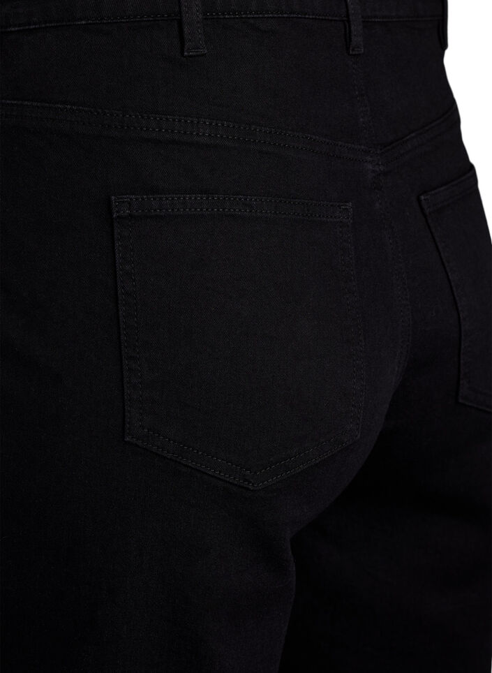 FLASH - L&oslash;se denimshorts med h&oslash;j talje, Sort, Packshot image number 3