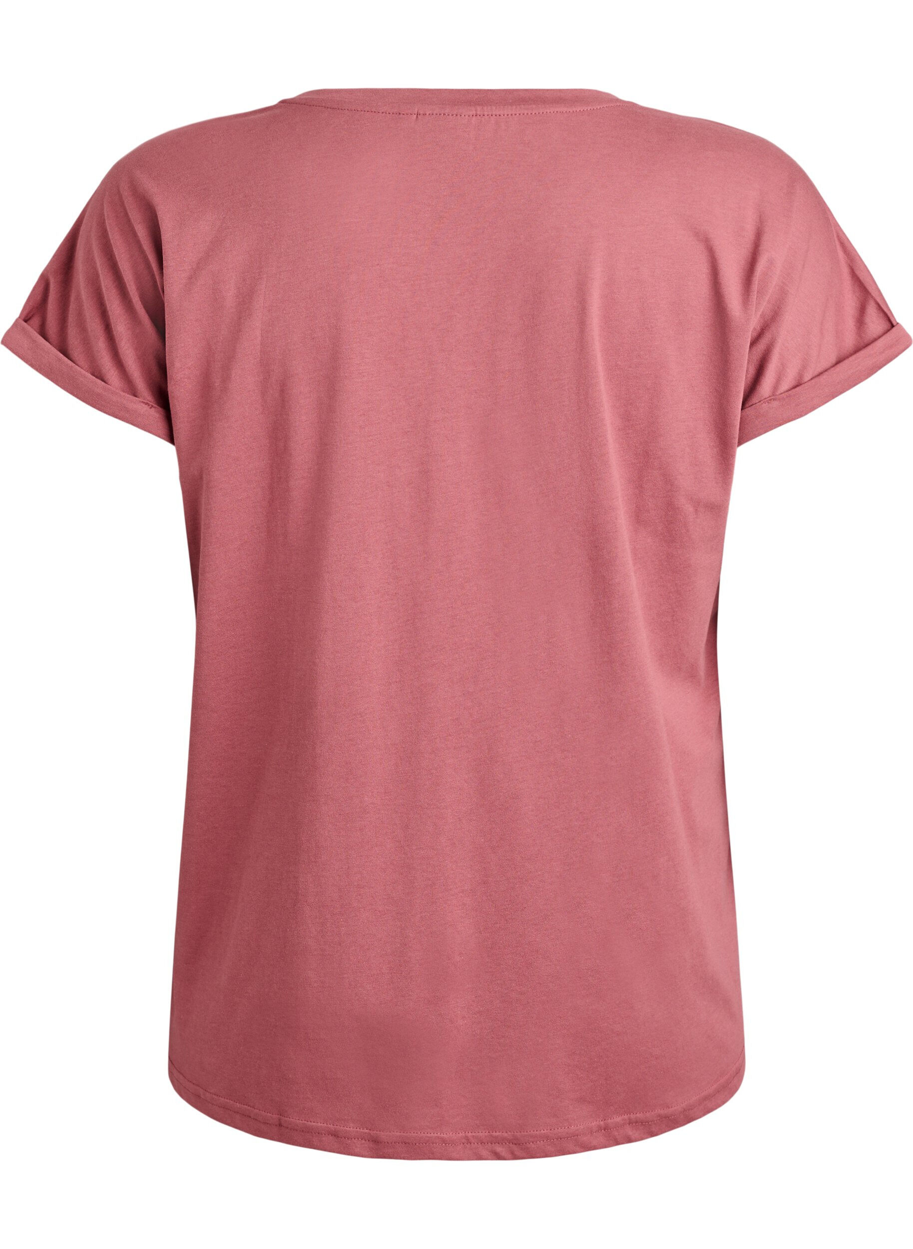 ZizziKort&aelig;rmet t-shirt i bomuldsblanding, Lyser&oslash;d, Packshot image number 1