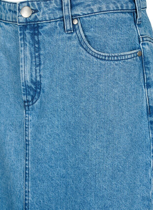 Midilang denim nederdel med slids bagpå, Denim Blue, Packshot image number 2
