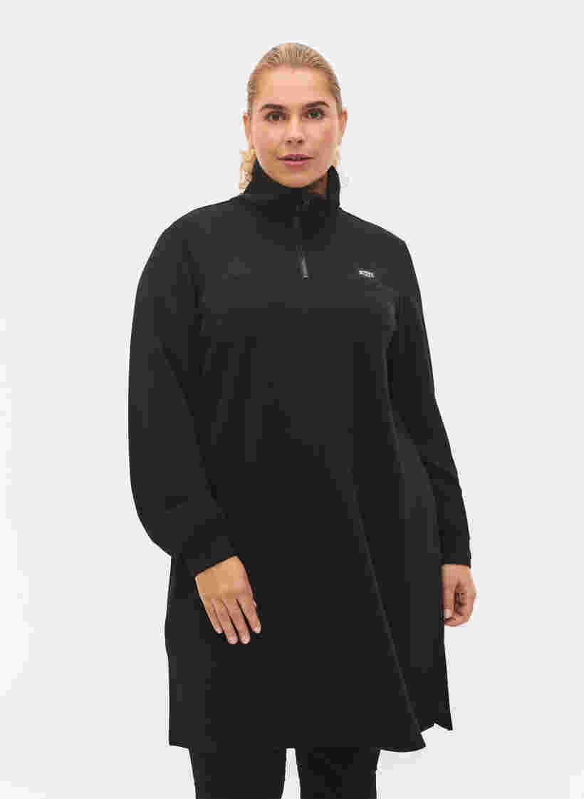 Sweatkjole med høj halskrave, Black, Model image number 0