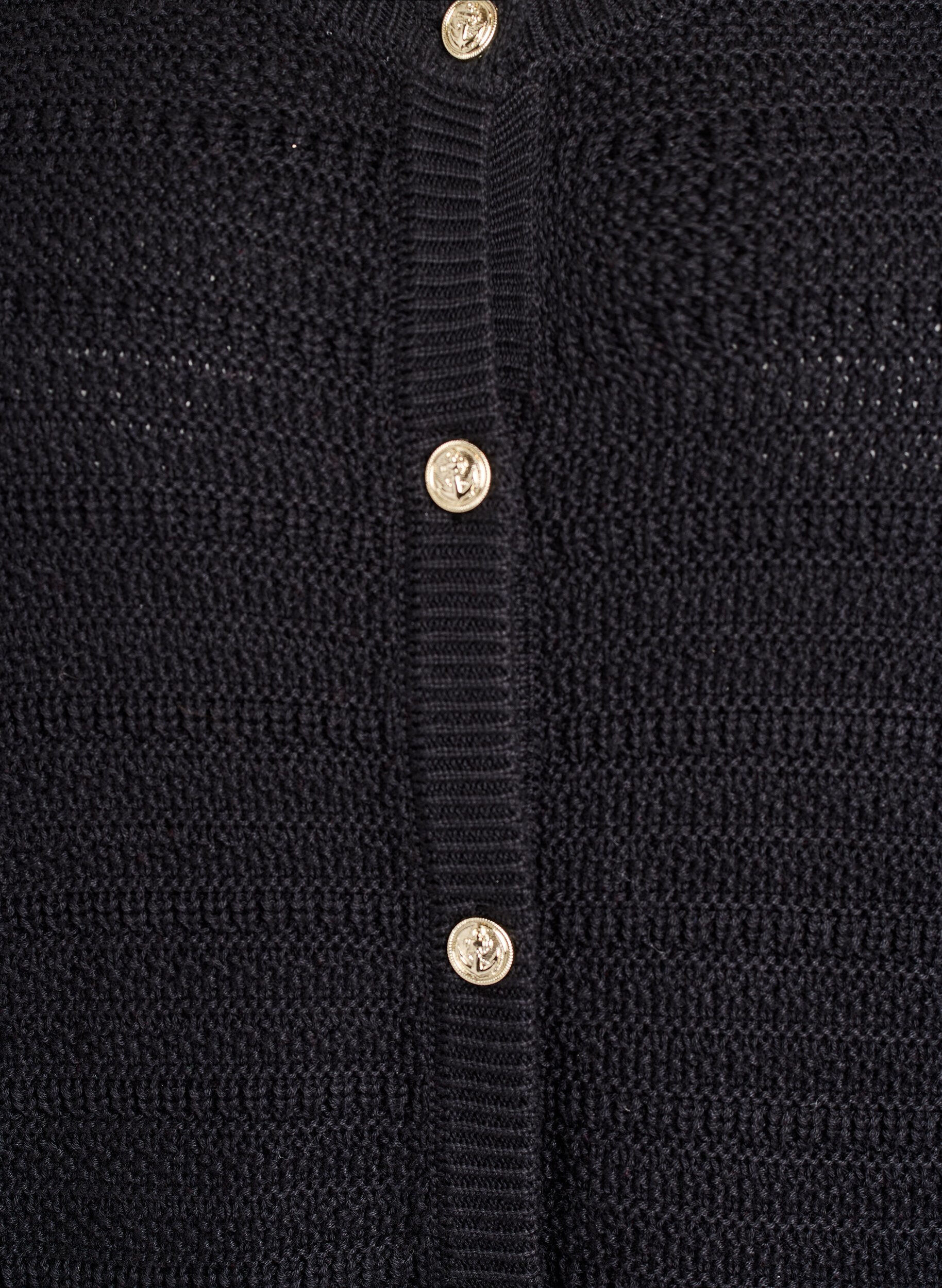 Zizzi Cardigan med strukturstrik og dekorative knapper, Sort, Packshot image number 2