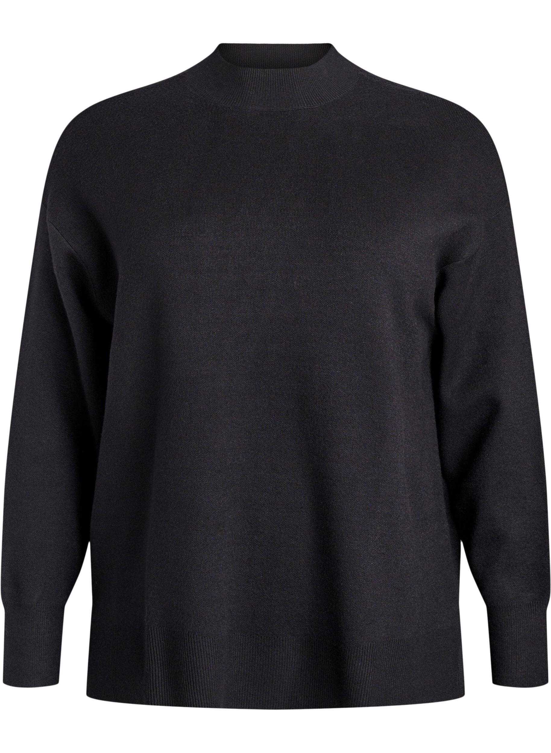 Strikbluse med h&oslash;j hals