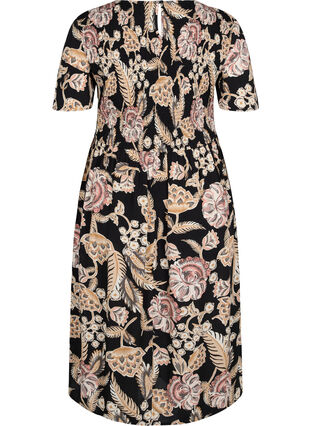 Printet viskose kjole med smock, Paisley Flower, Packshot image number 1