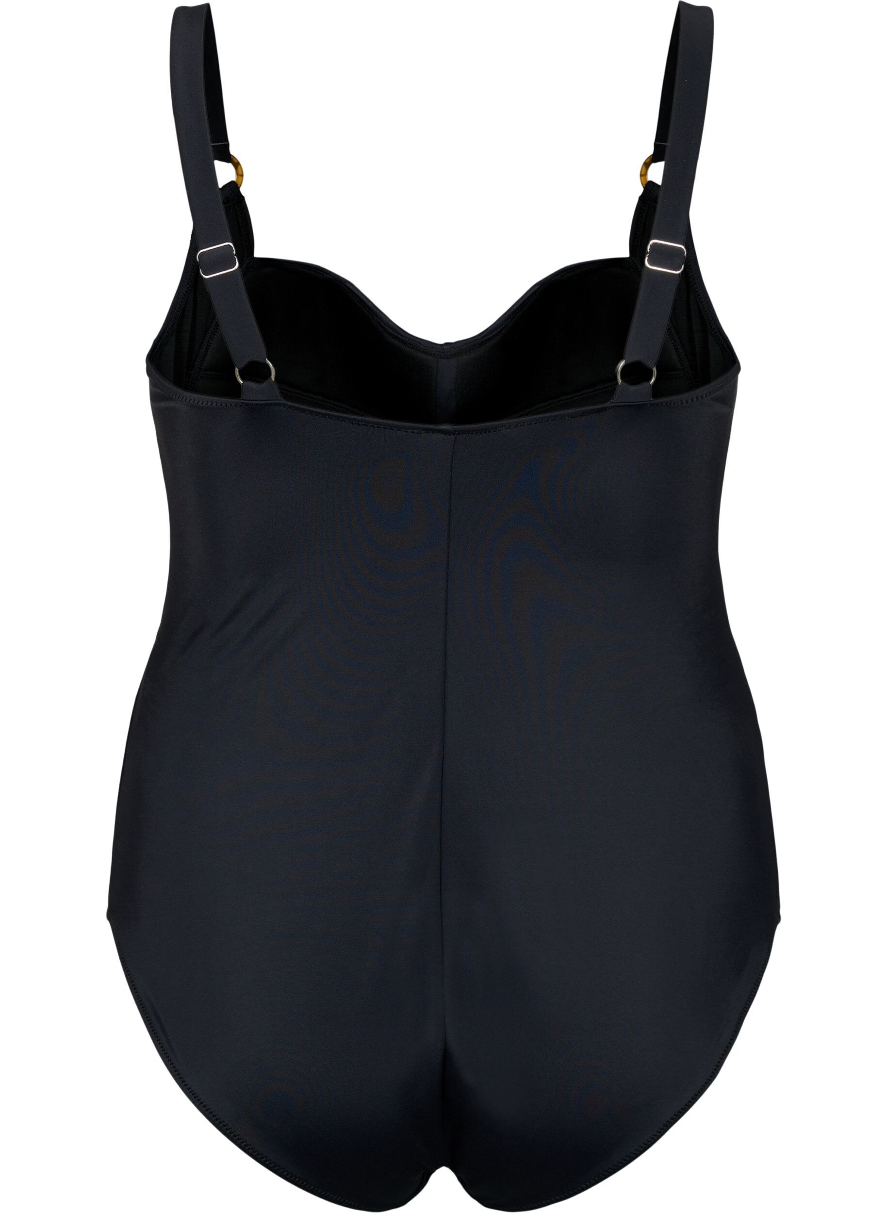 ZizziVatteret badedragt med draperinger, Sort, Packshot image number 1