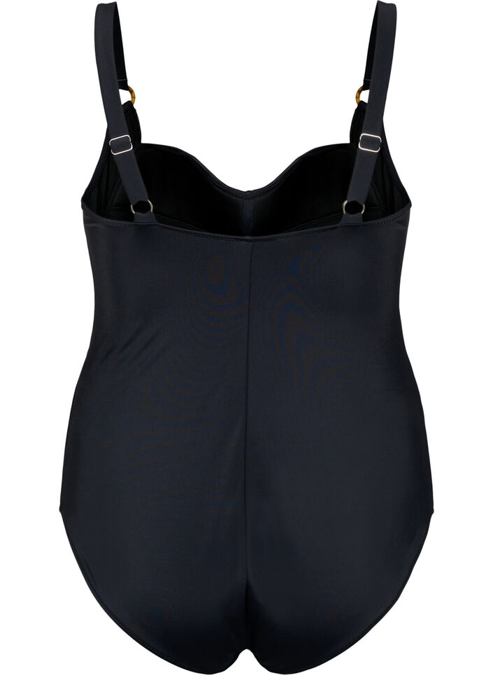 Vatteret badedragt med draperinger, Sort, Packshot image number 1