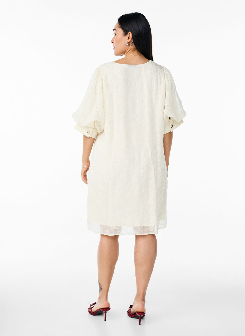 Kort festkjole med pailletter, Vanilla, Model image number 2