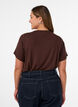 T-shirt i viskose med rhinsten, Brun, Model image number 2