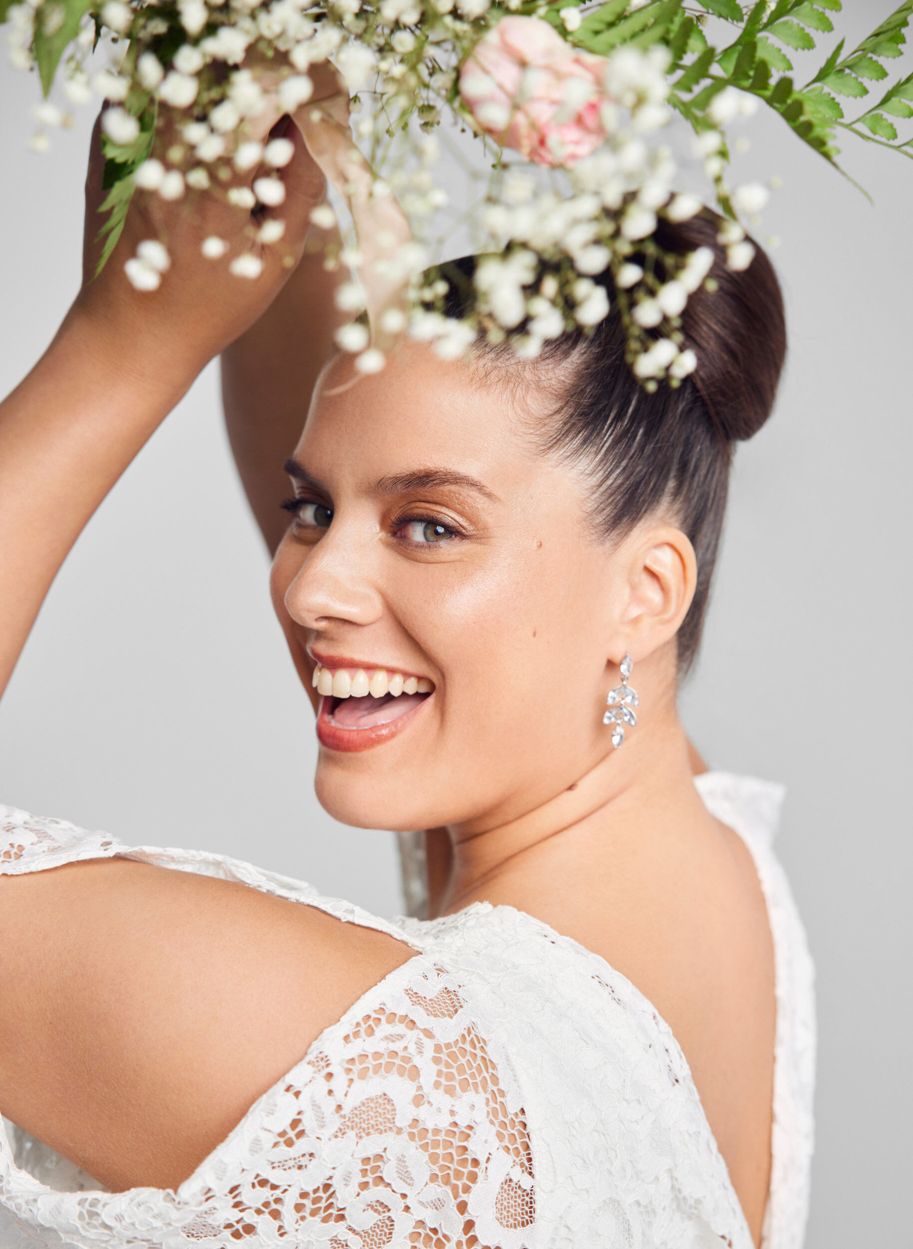 Zizzi Blonde brudekjole med slids, Star White, Image image number 1