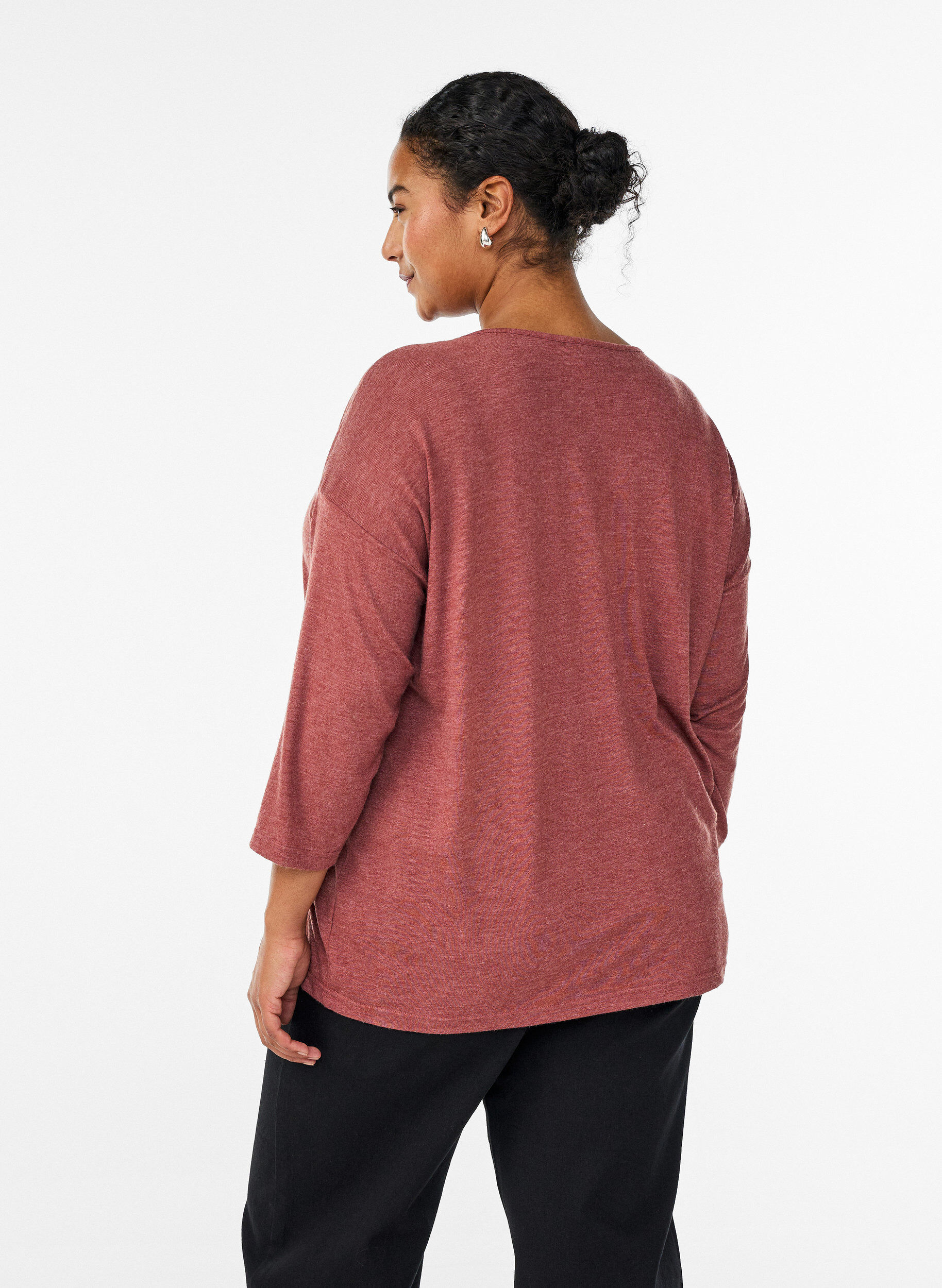 ZizziJerseybluse med 3/4 &aelig;rmer, R&oslash;d, Model image number 2