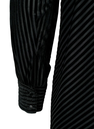 Strukturmønstret kjole i velour, Black, Packshot image number 4