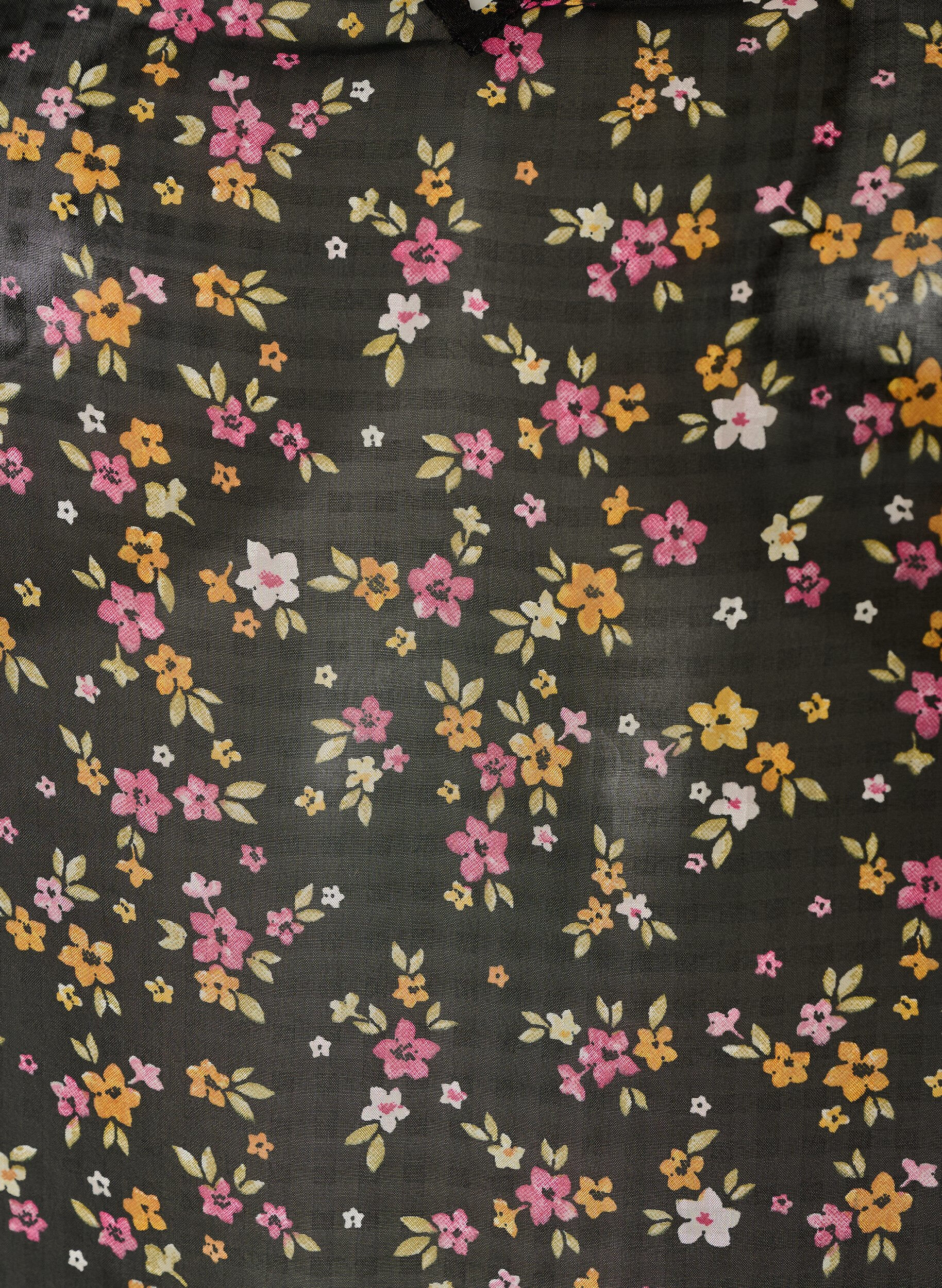 ZizziBluse med blomsterprint og V-udsk&aelig;ring, Sort, Packshot image number 2