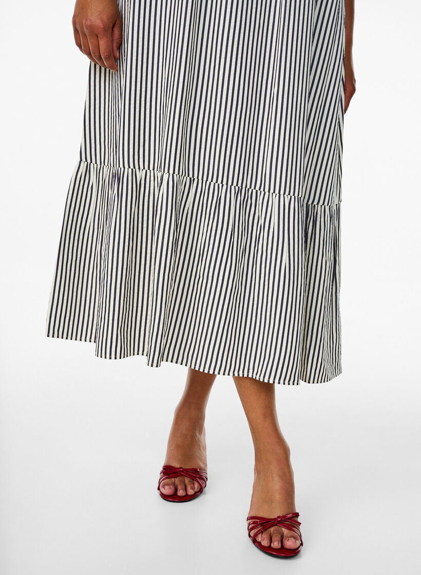 Sommerkjole med striber og A-facon, Sort, Model image number 2