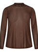 T&aelig;tsiddende meshbluse med lange &aelig;rmer, Brun, Packshot image number 0