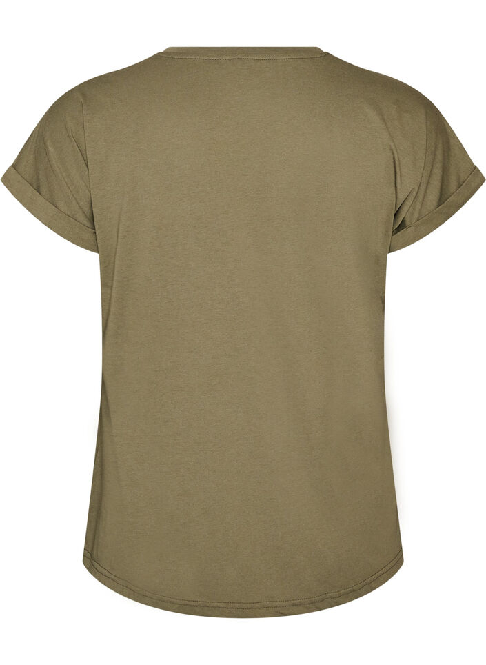 T-shirt med dekorativt frontprint, Gr&oslash;n, Packshot image number 1