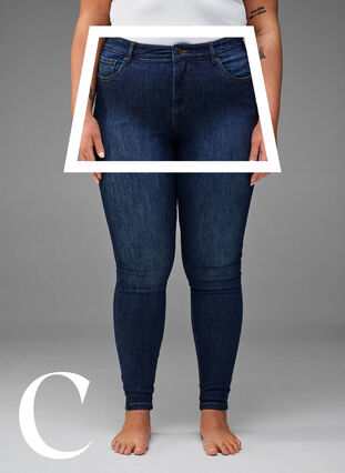 Super slim jeans med høj talje, Dark Blue, Model image number 2