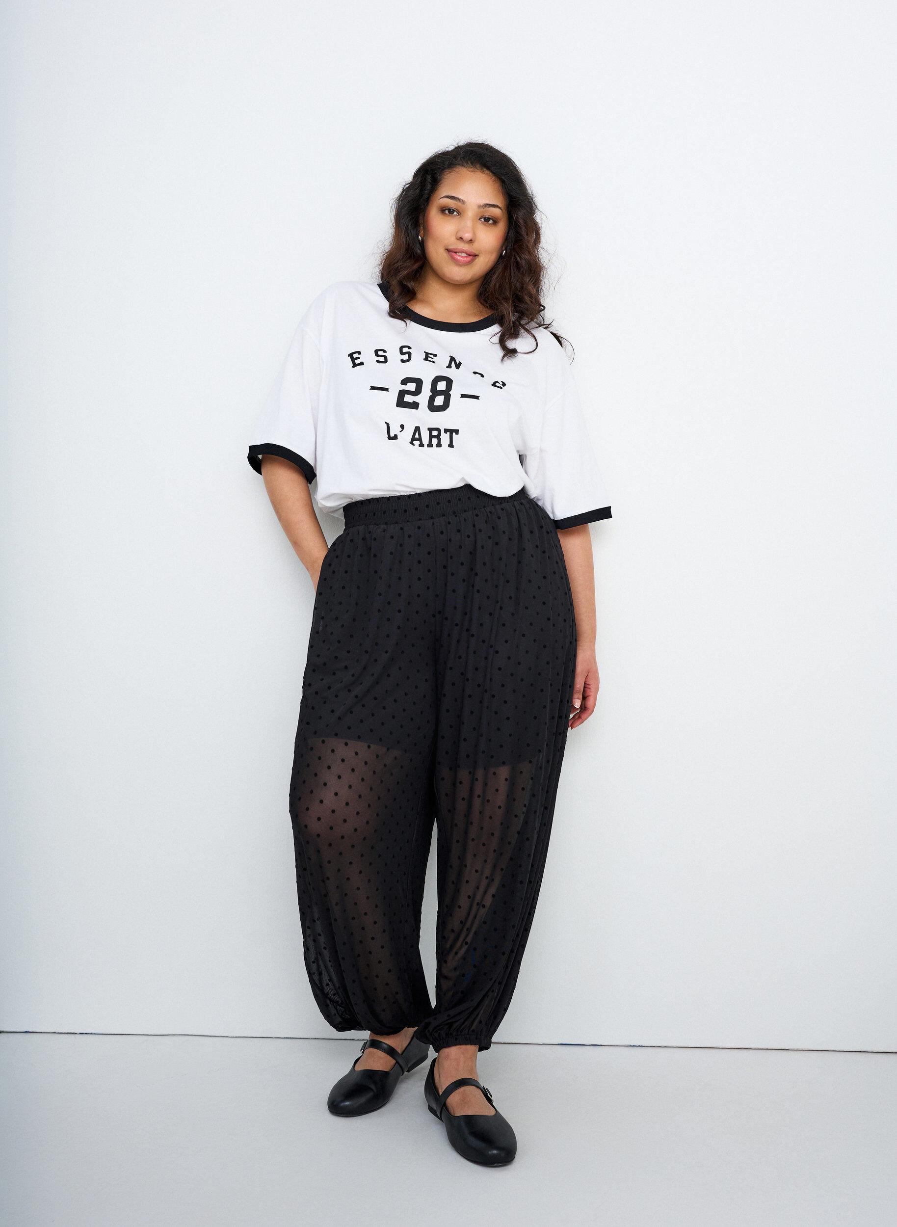 ZizziT-shirt i bomuld med tekstmotiv og boxy fit, Hvid, Image image number 0