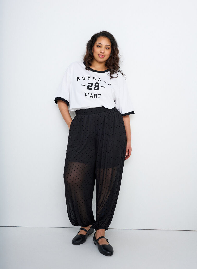 T-shirt i bomuld med tekstmotiv og boxy fit, Hvid, Image image number 0