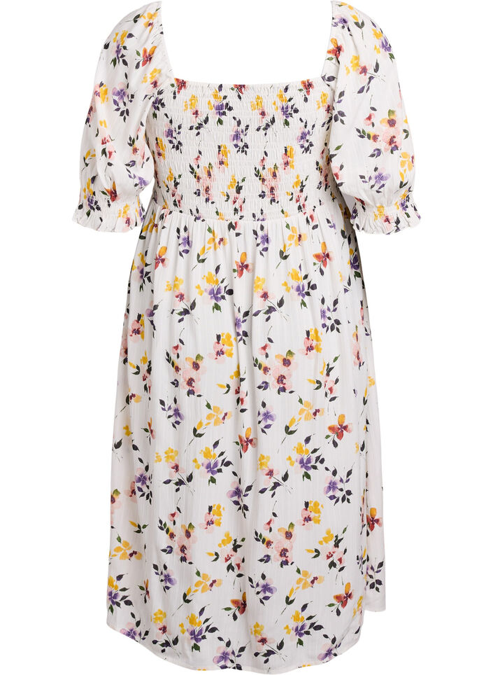 Blomstret sommerkjole i viskose, Hvid, Packshot image number 1