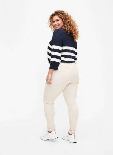 Super slim fit Amy jeans med høj talje, Oatmeal, Model image number 1