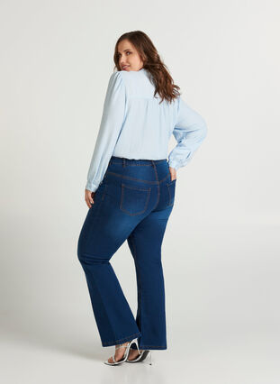 Ellen bootcut jeans med høj talje, Blue denim, Model image number 0