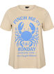 T-shirt i bomuld med printmotiv, Beige, Packshot image number 0