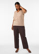 Kort&aelig;rmet strikbluse med pointellem&oslash;nster, Beige, Model image number 1