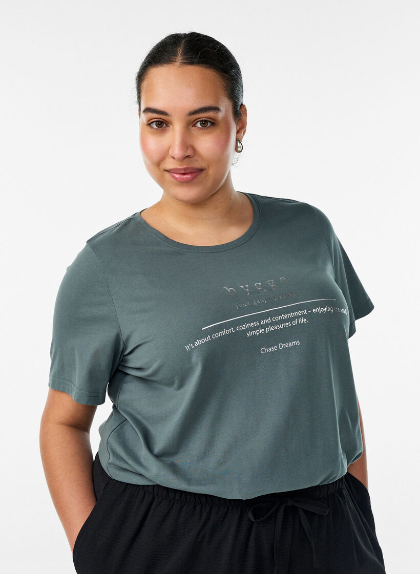 T-shirt med motiv, Gr&oslash;n, Model image number 0