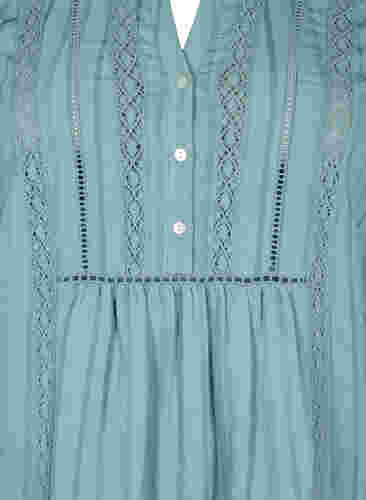 Stribet viskose kjole med blondebånd, Smoke Blue, Packshot image number 2